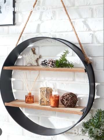 54см! Уникална кръгла етажерка в индустриален стил, снимка 2 - Етажерки - 42508822