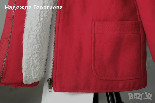 Топло палто за момиче в червено, с цип, размер 92-98. Пухкава подплата., снимка 5 - Други - 56226160