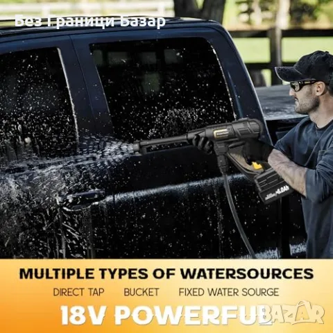Нова Акумулаторна водоструйка за Makita 18V 300W с 6 дюзи и пяна за кола, двор, градина и тераса, снимка 6 - Парочистачки и Водоструйки - 55942989