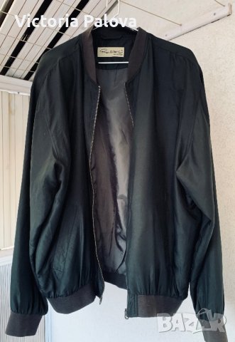 Модерно яке  бомбър коприна,тъмнозелен