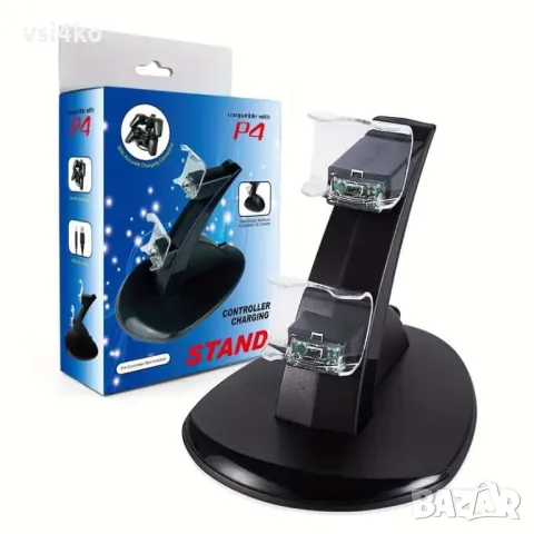 Стойка и зарядно за PS4 джойстици, снимка 8 - Аксесоари - 34677210