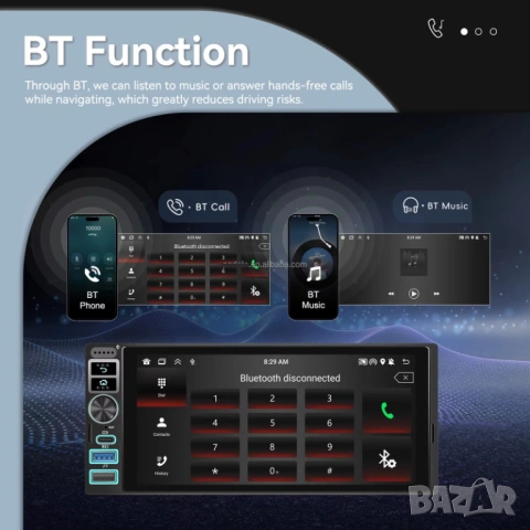 Мултимедия Android Auto, Carplay, плеър, единичен дин, навигация, кола, автомобил, 1DIN, с Андроид , снимка 4 - Аксесоари и консумативи - 53060508