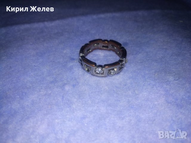 СТАР МЕДЕН ПОСРЕБРЕН ПРЪСТЕН Тип ХАЛКА с ИНКРУСТИРАНИ ФАСЕТИРАНИ ЦИРКОНИ 36995, снимка 8 - Антикварни и старинни предмети - 39722661