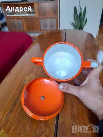 Стар емайлиран чайник #33, снимка 5 - Антикварни и старинни предмети - 34447920