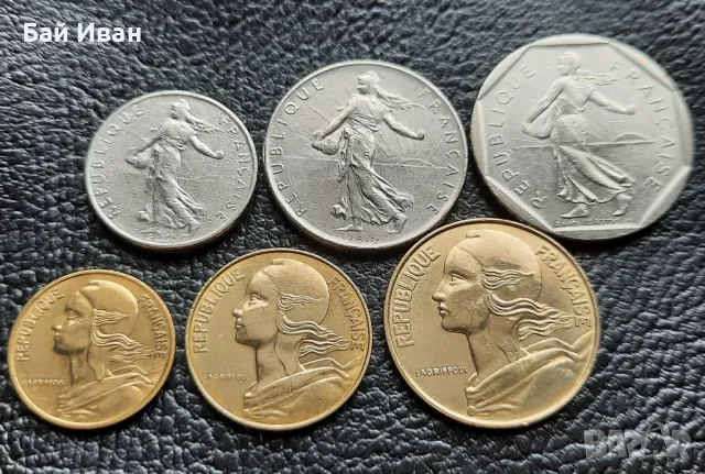 Сет монети 5 , 10 и 20 сантима ,  1/2 , 1 и 2 франка - франция  /2/ - хит цена !, снимка 2 - Нумизматика и бонистика - 49646186