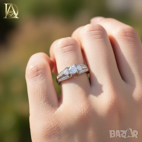 Нов Златен Пръстен с 0.96кт Естествени Диаманти, снимка 4 - Пръстени - 42935305