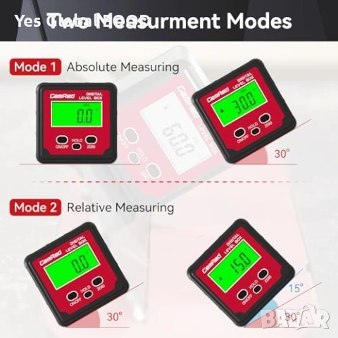 GemRed дигитален ъгломер магнитен LCD, снимка 3 - Друга електроника - 53606223