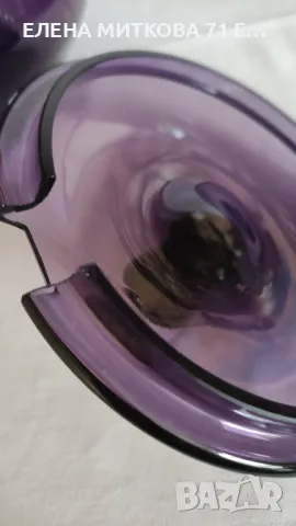 Комплект за пунш/компот или каквото си решите от цветно кристално стъкло в наситено лилаво, снимка 11 - Сервизи - 49611443