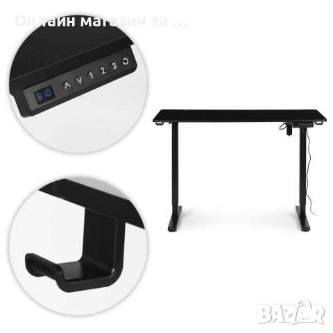 Електрическо бюро, 120x60 см, регулируема височина 72-117 см, черно, ModernHome, снимка 9 - Бюра - 53380297