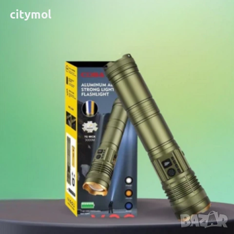 Супер мощен трицветен LED фенер COBA CB-G905, TG-Wick 3000M, снимка 5 - Къмпинг осветление - 53434506