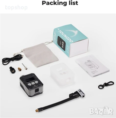 YOUNGDO 150PSI мини помпа за велосипед, мотор с дигитален манометър, снимка 8 - Аксесоари за велосипеди - 50578067