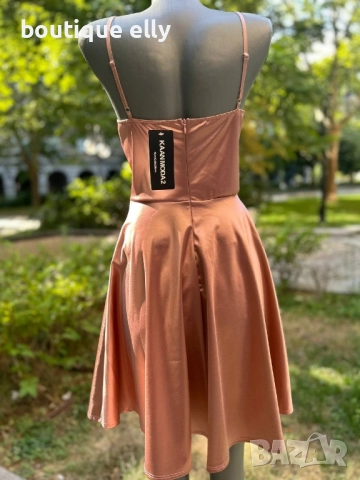 къса сатенена рокля, снимка 2 - Рокли - 52135247