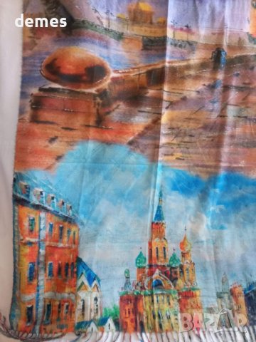 Фин двулицев шал с принт кашмир и вълна от Сант Петербург,Русия, снимка 2 - Шалове - 42209159
