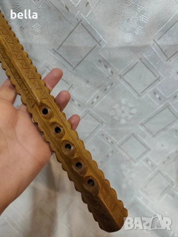 Традиционен народен инструмент „двоянка“ с дърворезба., снимка 4 - Антикварни и старинни предмети - 53291836
