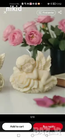 3D Бебе дете лежащо върху цвете роза силиконов молд форма фондан шоколад смола свещ декор , снимка 2 - Форми - 49627196