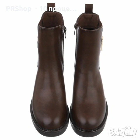 Дамски боти до глезена, еко кожа, КАФЯВИ, снимка 2 - Дамски боти - 51891132