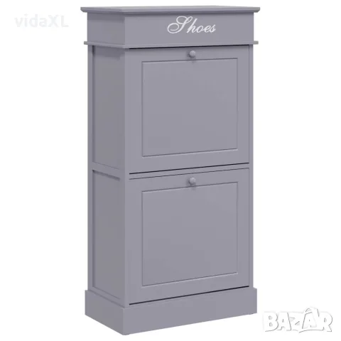 vidaXL Шкаф за обувки, сив, 50x28x98 см, дърво от пауловния