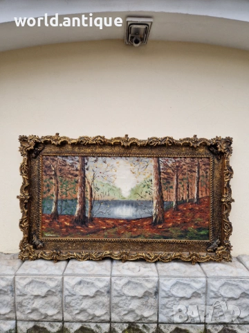 Превъзходна голяма антикварна авторска майсторска картина масло върху платно 