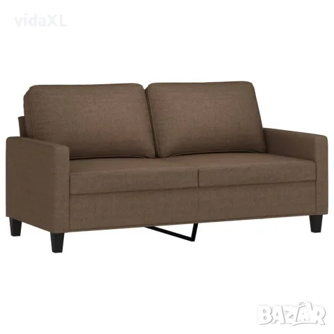 vidaXL Комплект дивани от 3 части с възглавници, кафяв, плат, снимка 3 - Дивани и мека мебел - 56146682