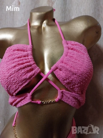 М Розов бански от две части , снимка 3 - Бански костюми - 50742962