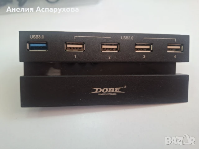 USB 3.0 хъб за игрова конзола, 5 порта, черен, размери 124x53x30 мм, снимка 3 - Друга електроника - 51260086