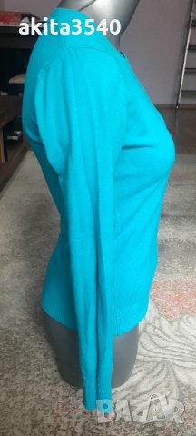 Тюркоазена блуза с дълъг ръкав, снимка 5 - Блузи с дълъг ръкав и пуловери - 35800331