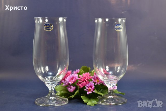 чешки кристал чаши за бира Bohemia crystal Диана комплект 6 броя, снимка 1 - Сервизи - 34607331