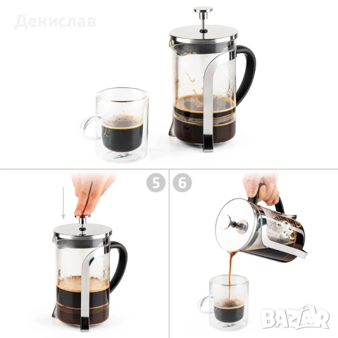 Френска преса за кафе и чай, снимка 3 - Кафемашини - 52538143