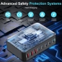  8-портова зарядна станция, двойна 140W PD3.1 PPS  за множество устройства, снимка 7