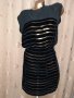 Custommade M Черна прозрачна рокля с ивици от плюш , снимка 1 - Рокли - 40524632