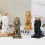 Елегантна Ръчно Изработена Скулптура на Статуя на Лъв Крал, снимка 1
