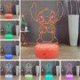 3D нощна лампа, аниме Stitch, USB,с дистанционно управление,16 цвята, 2 бр. 3Д представки, снимка 1 - Настолни лампи - 40248413