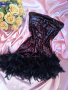 Коктейлна рокля с пайети и пера , снимка 1 - Рокли - 36173414
