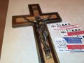 КРЪСТ С ХРИСТОС-ДЪРВО С ЕСТЕСТВЕН ФУРНИР И МЕД МЕСИНГОВ ОБКОВ L2504231749, снимка 4