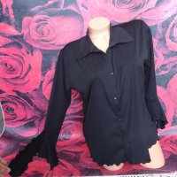 Черна наметка тип риза с къдрави ръкави М, снимка 1 - Жилетки - 41918562