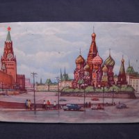 СТАРА РЕТРО СОЦ СССР МЕТАЛНА КУТИЯ ЛИТОГРАФИЯ МОСКВА КРЕМЪЛ, снимка 1 - Антикварни и старинни предмети - 42121828