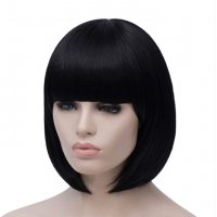 30 ЛЕВА ‼️ Черна къса перука с бретон - 30 см. ✔️  , снимка 3 - Аксесоари за коса - 38832219