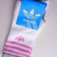 Памучни чорапи Adidas, Бели с цветно лого, снимка 3 - Мъжки чорапи - 41880058