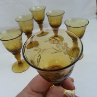Ретро стъклени чашки цветно стъкло, снимка 6 - Антикварни и старинни предмети - 35985173