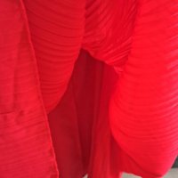 Червена солей, плисирана рокля Л ХЛ размер , снимка 7 - Рокли - 42655452