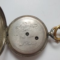 Стар сребърен джобен часовник с ключ, снимка 4 - Антикварни и старинни предмети - 40691565