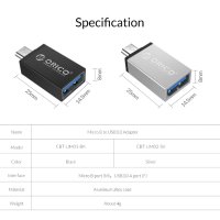 Orico преходник Adapter OTG - USB Micro B to USB3.0 AF - CBT-UM01-BK - 24 месеца гаранция, снимка 16 - USB кабели - 41288983