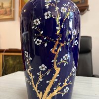 Порцеланова ваза с кобалт и позлата. №4381, снимка 2 - Антикварни и старинни предмети - 41816602