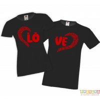 Тениски за влюбени Половин сърце Love Half Heart, снимка 4 - Тениски - 35719136