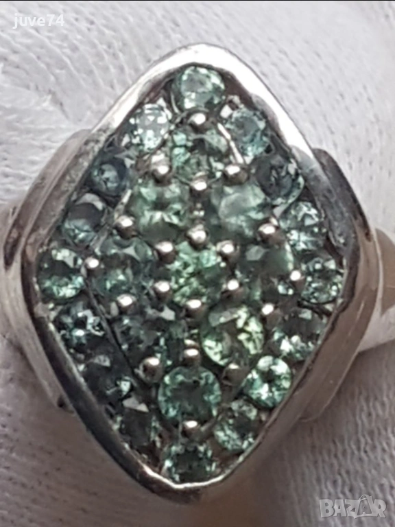 СРЕБЪРЕН ПРЪСТЕН С ЕСТЕСТВЕНИ АЛЕКСАНДРИТИ  (ИНДИЯ) СЕРТИФИКАТ , снимка 1