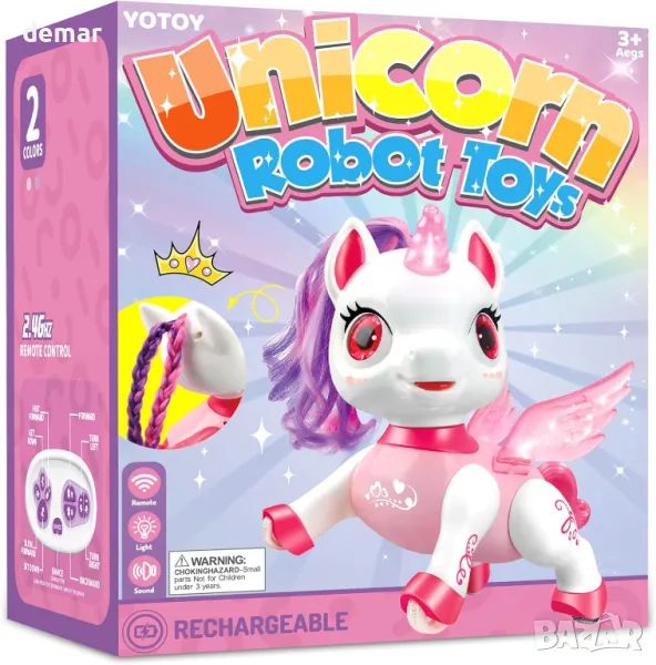 YOTOY Еднорог Робот Дистанционно управление, играчка за деца 3+ г., Alive Robot Pets STEM Toys RC , снимка 1
