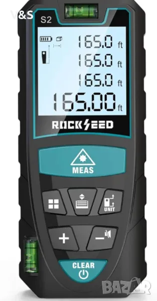 Лазерна ролетка, цифров лазерен дистанциономер Rockseed 50 метра, с 2 мехурчета, снимка 1
