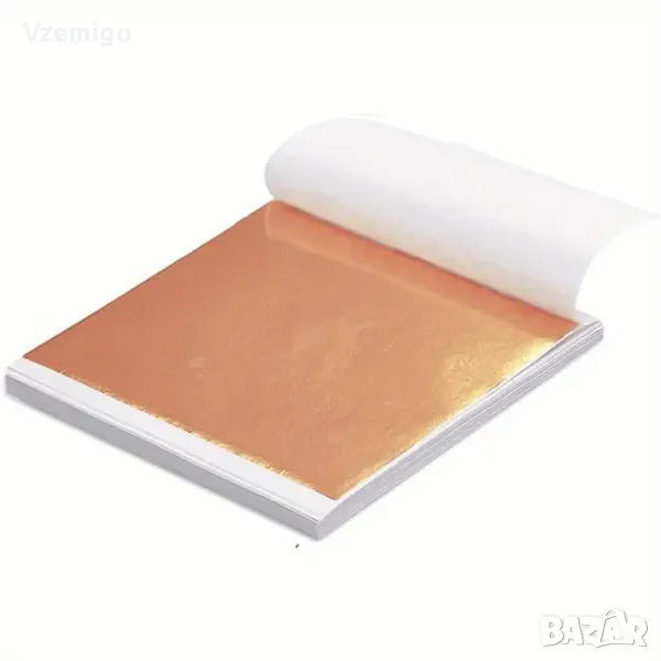 100 бр. Медни Листа Copper Leaf (9.5 x 8.5 см) - Декоративно Фолио | Варак, снимка 1