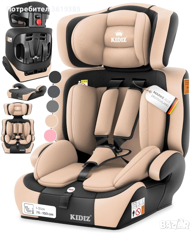 Детско столче за кола 9-36 кг (Група 1+2+3), снимка 1