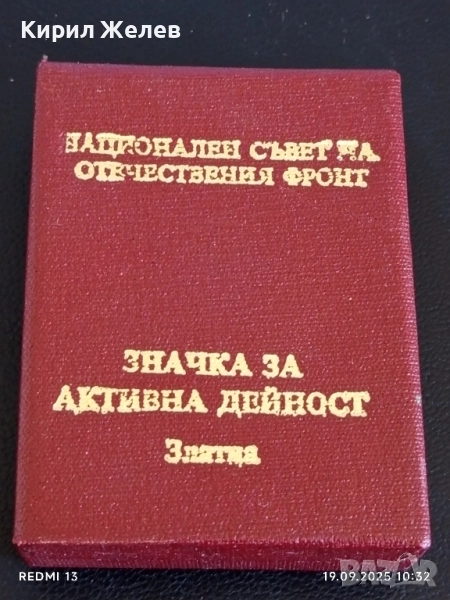 Значка за АКТИВНА ДЕЙНОСТ ЗЛАТНА рядка в кутия за КОЛЕКЦИЯ 51294, снимка 1